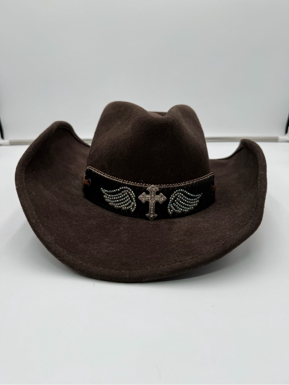 Run A Muck Brown Wool Felt Cowboy Hat NWT Adult Unisex Size L Western Cross